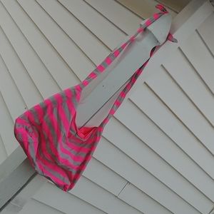 Striped Purse, pink & gray, new, magnetic closure